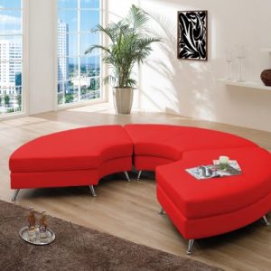 Curved Chaise Ottoman- Red